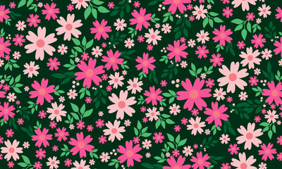 Beautiful pink flower pattern background for valentine, with leaf and floral decor.