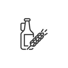 Malt beer bottle line icon. linear style sign for mobile concept and web design. Ears of barley and beer bottle outline vector icon. Brewery symbol, logo illustration. Vector graphics