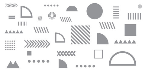 Silver grey background memphis geometric shapes vector illustration