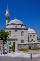 Fototapeta na wymiar Uskudar, ISTANBUL, TURKEY - July 21, 2019 : Semsi Pasha Mosque (semsi pasa camii) The mosque is located on the azite side of the Bosphorus