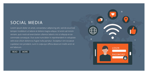 Social Media Concept for web site. Vector illustration