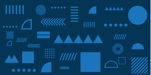 Dark blue background memphis geometric shapes vector illustration