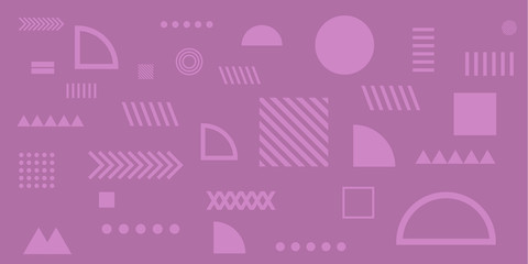 Fototapeta na wymiar Purple pastel color background memphis geometric shapes vector illustration