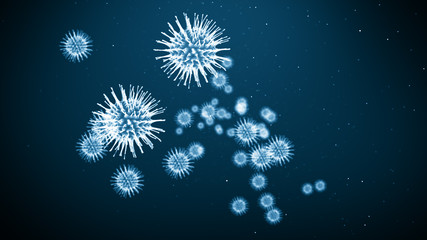 Virus cells flowing corona virus cells concept.Viral disease outbreak.  Hepatitis viruses,...