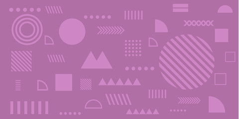 Purple pastel color background memphis geometric shapes vector illustration