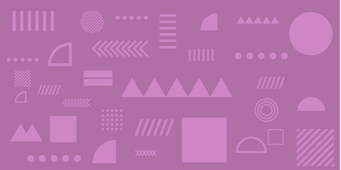Purple pastel color background memphis geometric shapes vector illustration