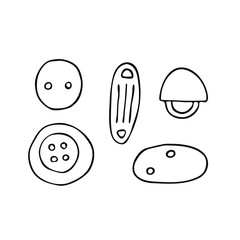 Hand drawn buttons for sewing or knitting vector illustration.