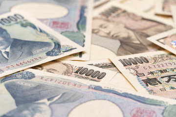 Close up japanese currency yen money banknote. Background concept for japan  economy.
