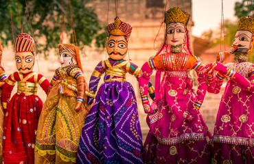 Handicraft Rajasthani Puppets toys displayed for sale in Jodhpur
