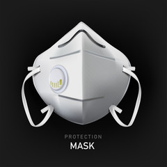 Safety mask. Industrial safety N95 mask, protection respirator and breathing medical respiratory mask. Hospital or pollution protect face masking, illustration.