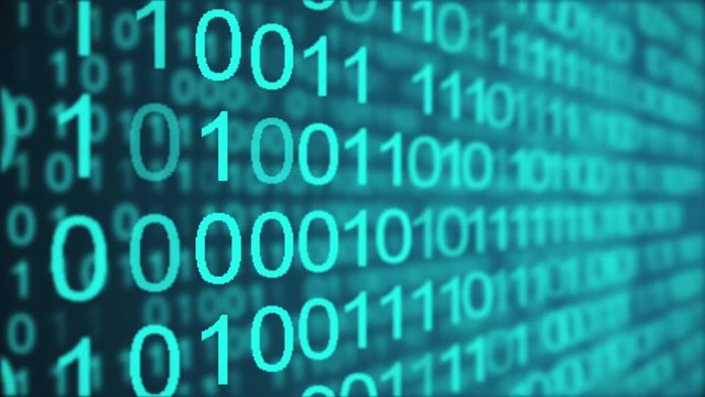 Blue binary code technology motion background.