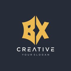 Abstract letter B X star hexagon simple logo icon design vector. Logo Emblem Capital Letter Modern Template. Creative minimalist logotype icon symbol. -VECTOR
