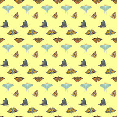 Butterflis. Seamless pattern.