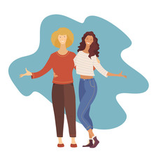 Female friends flat vector illustration