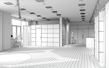 empty pavilion, interior visualization, 3D illustration