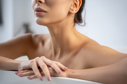 Young Caucasian Lady Taking A Hot Bath