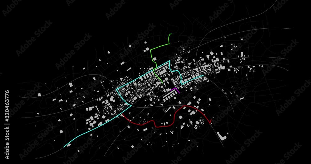 Poster futuristic user interface with graph bar element and city map with gps navigator and different color
