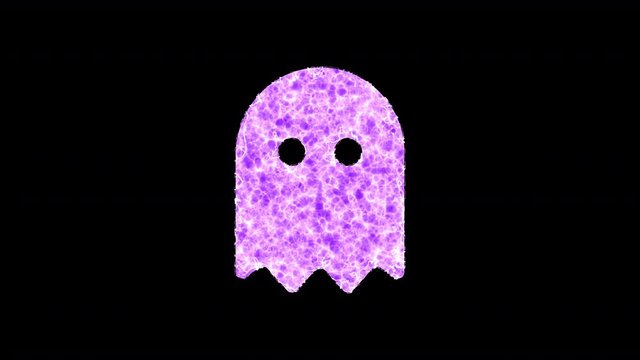 Symbol ghost shimmers in three colors: Purple, Green, Pink. In - Out loop. Alpha channel Premultiplied - Matted with color black