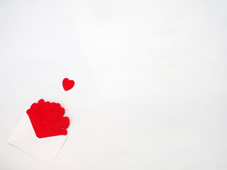 White letter with red hearts on white background mock up