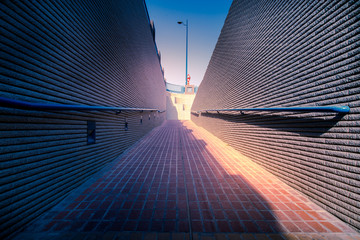 Way to Pedestrian underpass tunnel in Abu Dhabi city at Corniche, UAE