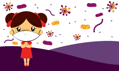 chinese girl in coronavirus cartoon vector