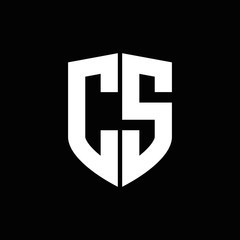 CS logo monogram with shield shape design template