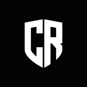 CR logo monogram with shield shape design template