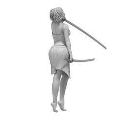 warrior woman character, 3D rendering, illustration
