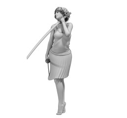warrior woman character, 3D rendering, illustration
