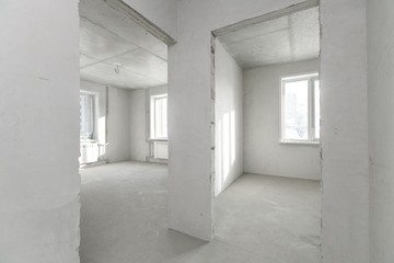 interior of the apartment without decoration in gray colors