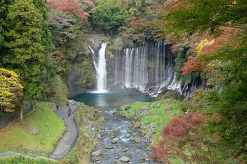 Shiraito no taki waterfall are located in the southwestern foothills of Mount Fuji. Ranked among the most beautiful waterfalls in Japan