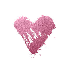 Rose gold glitter Heart icon for luxury Valentine, wedding greeting card, isolated on white. Hand drawn design for Valentines Day. Love romantic symbol. Vector illustration