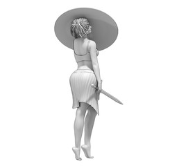 warrior woman character, 3D rendering, illustration