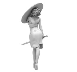 warrior woman character, 3D rendering, illustration