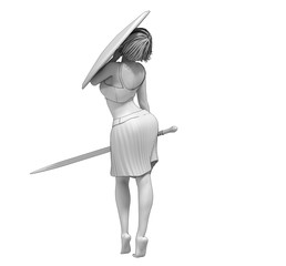 warrior woman character, 3D rendering, illustration
