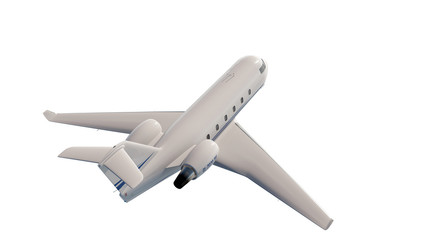 private jet view above on top - isolated on white 3d illustration