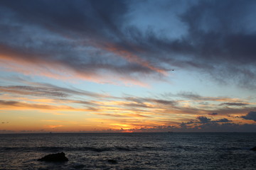 Multi-colored sunset at the ocean