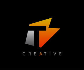 Abstract Initial Letter T Technology logo icon vector design concept.
