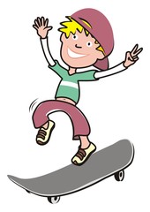 Fototapeta na wymiar Skateboarder, boy on skateboard, vector illustration