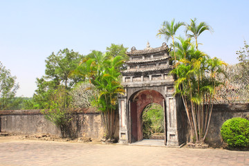 Ancient stone gate in Minh Mang Tomb, Hue, Vietnam