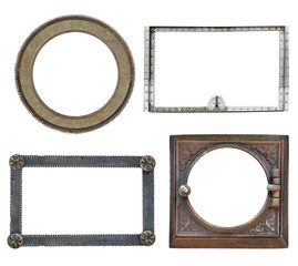 Set of vintage metal frames in steampunk style