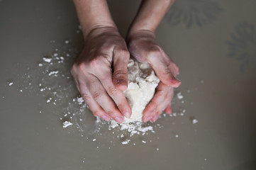 Easter baking. Baking Easter cake. Manual dough preparation.