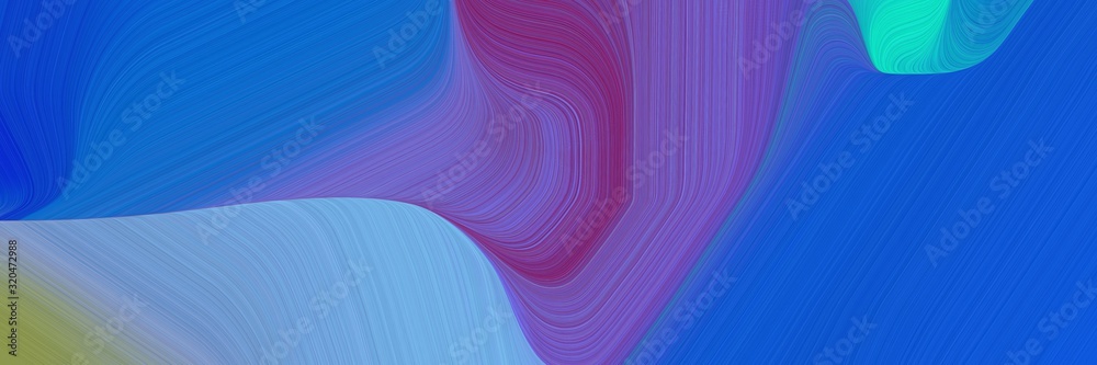 Poster header background graphic with strong blue, slate blue and medium turquoise color and modern waves b