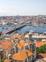 Fototapeta na wymiar Top view of Istanbul city and Galata bridge in Turkey