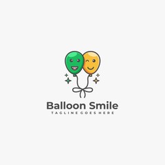 Vector Logo Illustration Balloon Smile Simple Mascot