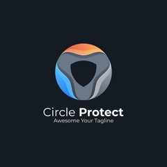 Vector Logo Illustration Shield Protect Gradient Colorful