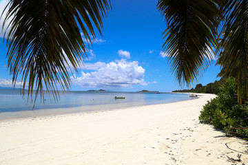 Beach view at Praslin Island Seychelles