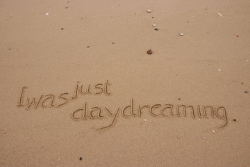 inscription on the sand, Handwriting  words 