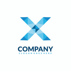 Obraz premium X Letter Logo Design . Creative Vector X icon with triangle creative concept.