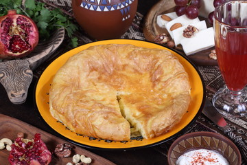 Still life with saburani and red wine